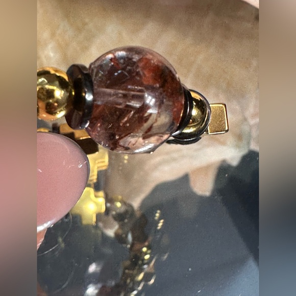 HEMATITE + GOLD OBSIDIAN + PHANTOM NATURAL STONES  BRACELET size 7” - Picture 7 of 15